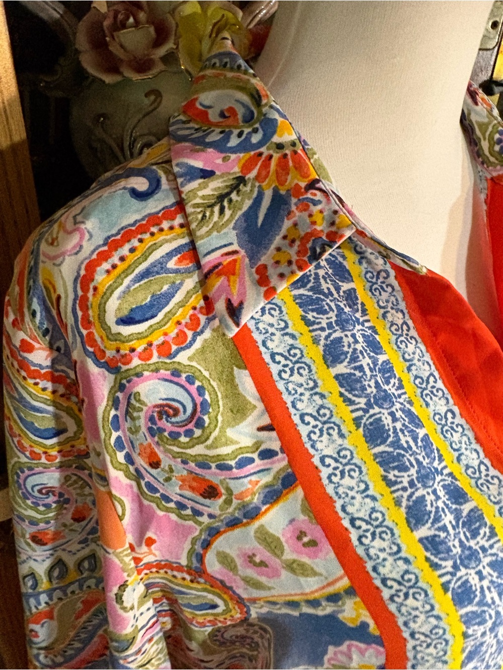 a Floral & Ivy Multicolor Paisley Print Tie-Waist Blouse small - Picture 7 of 14
